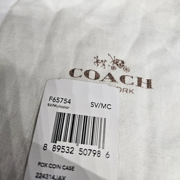 Coach Fox Leather & Suede Coin Case NWT - Picture 6 of 6